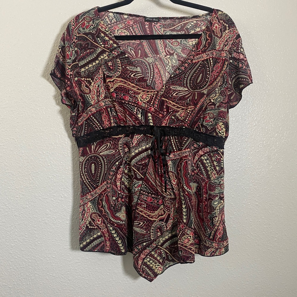 Y2K Babydoll Top Large Whimsigoth Fairy Grunge Paisley Witchy Dark Feminine Boho